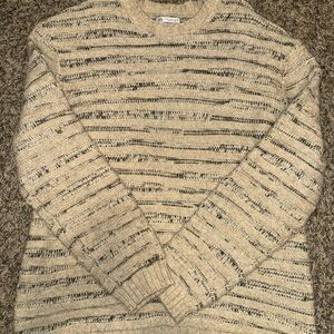 Zara Men's Tan and Black Crewneck Sweater